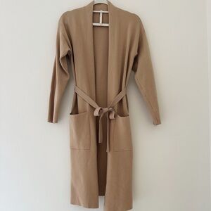 Aritzia Babaton Beige Long Open Front Cardigan